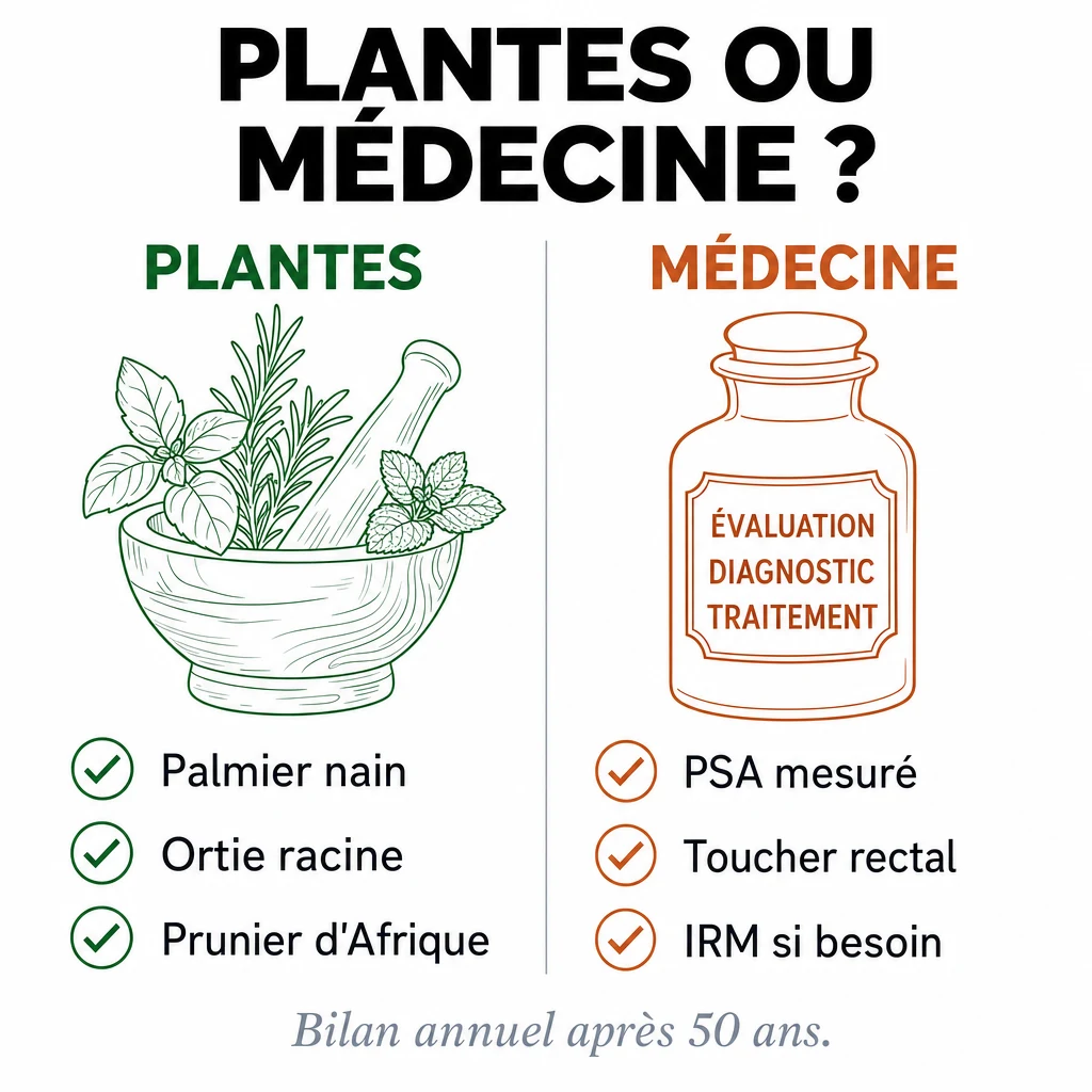 Comparaison entre plantes prostatiques et suivi médical