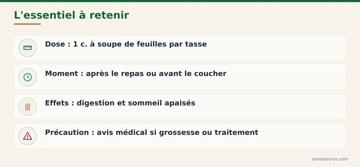 Récapitulatif : dose, moment, effets et précautions de la verveine louiza