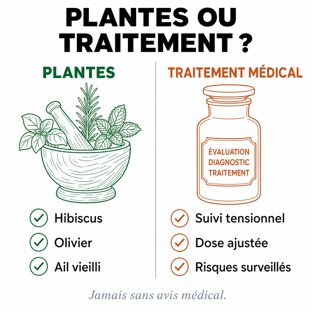Comparaison entre plantes hypotensives et traitement médical