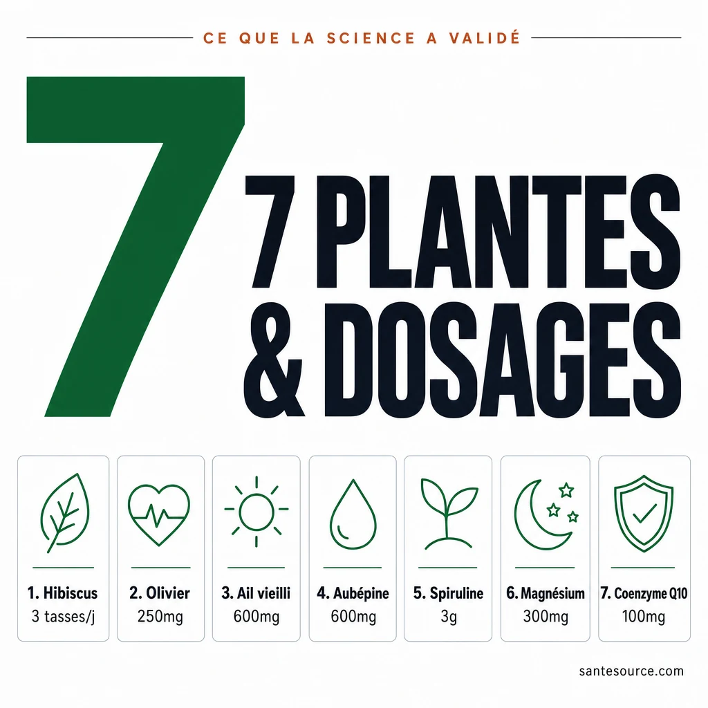 Recap des 7 plantes hypotensives avec leur dosage indicatif