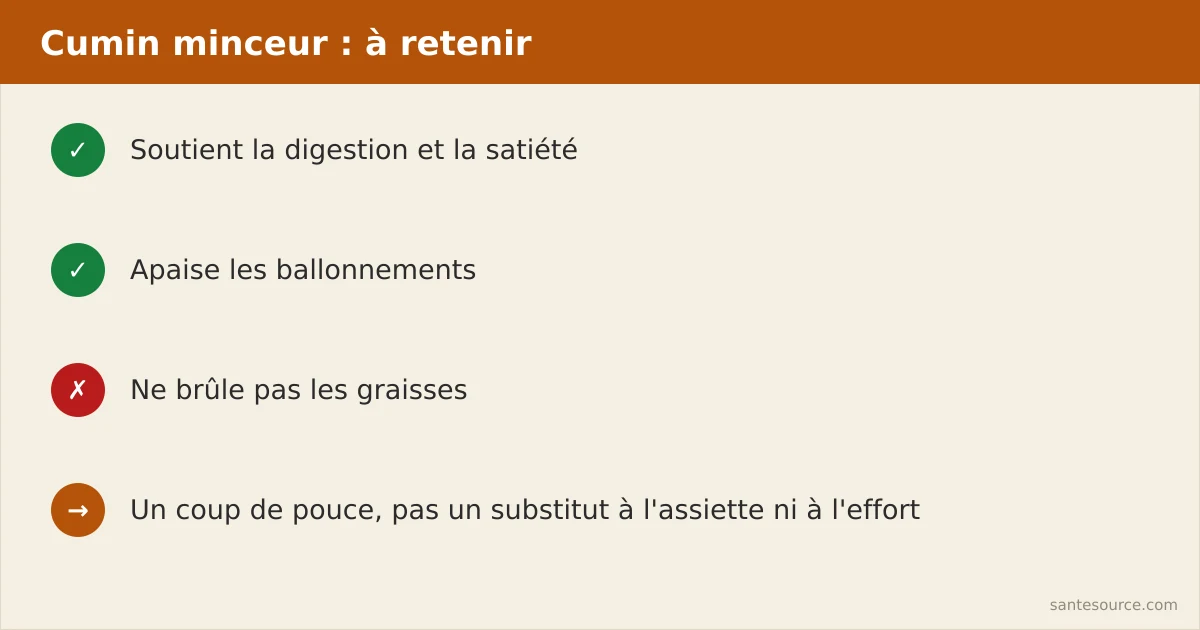 Récapitulatif : ce que le cumin fait et ne fait pas pour la minceur