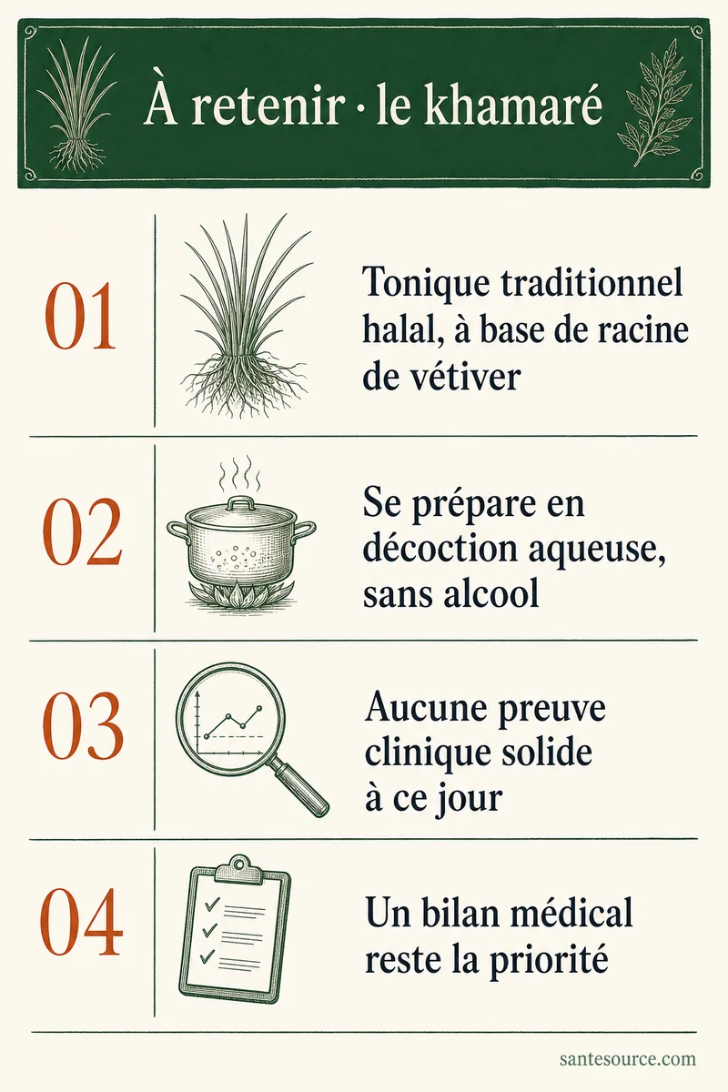 Récapitulatif des points clés sur l'usage du khamaré pour la vitalité masculine