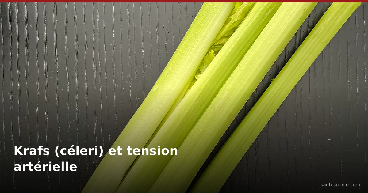 Branches de krafs (céleri) frais sur fond de bois sombre — plante utilisée au Maroc comme appoint contre l'hypertension