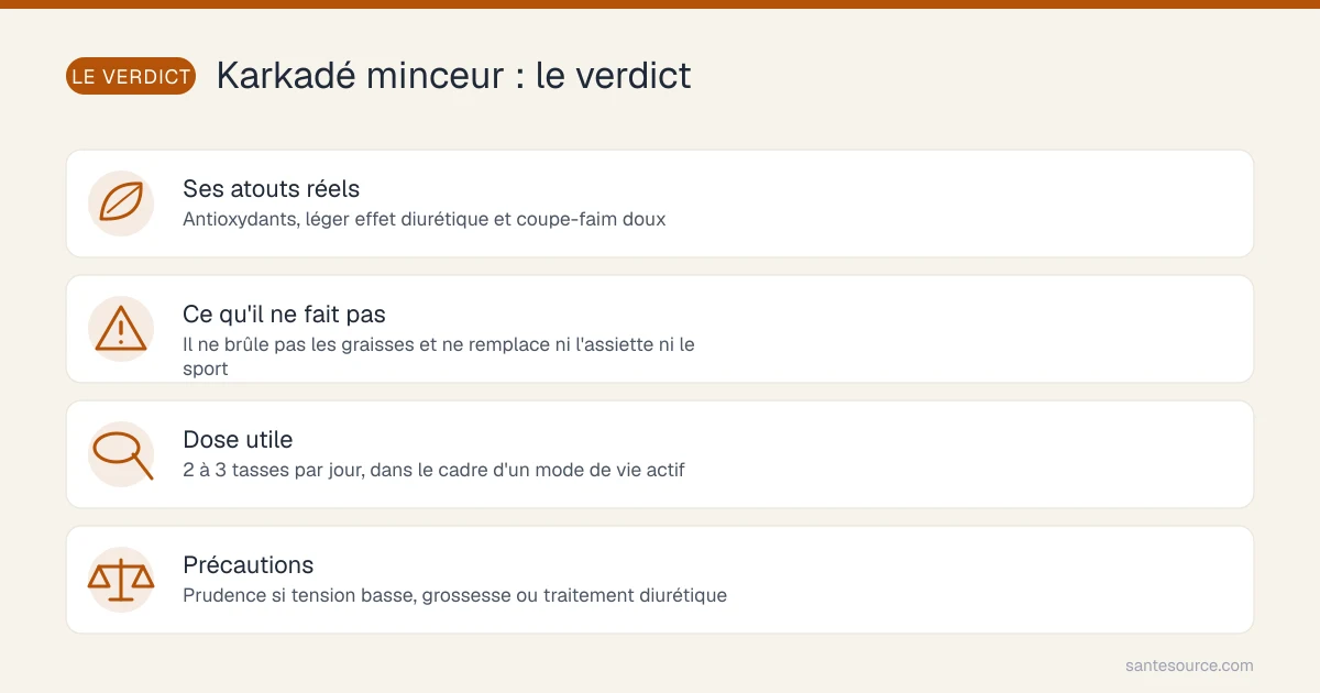 Récapitulatif de ce que le karkadé fait et ne fait pas pour la minceur