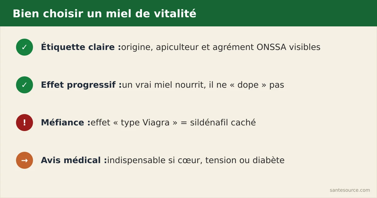 Récapitulatif des règles de sécurité pour choisir un miel de vitalité au Maroc