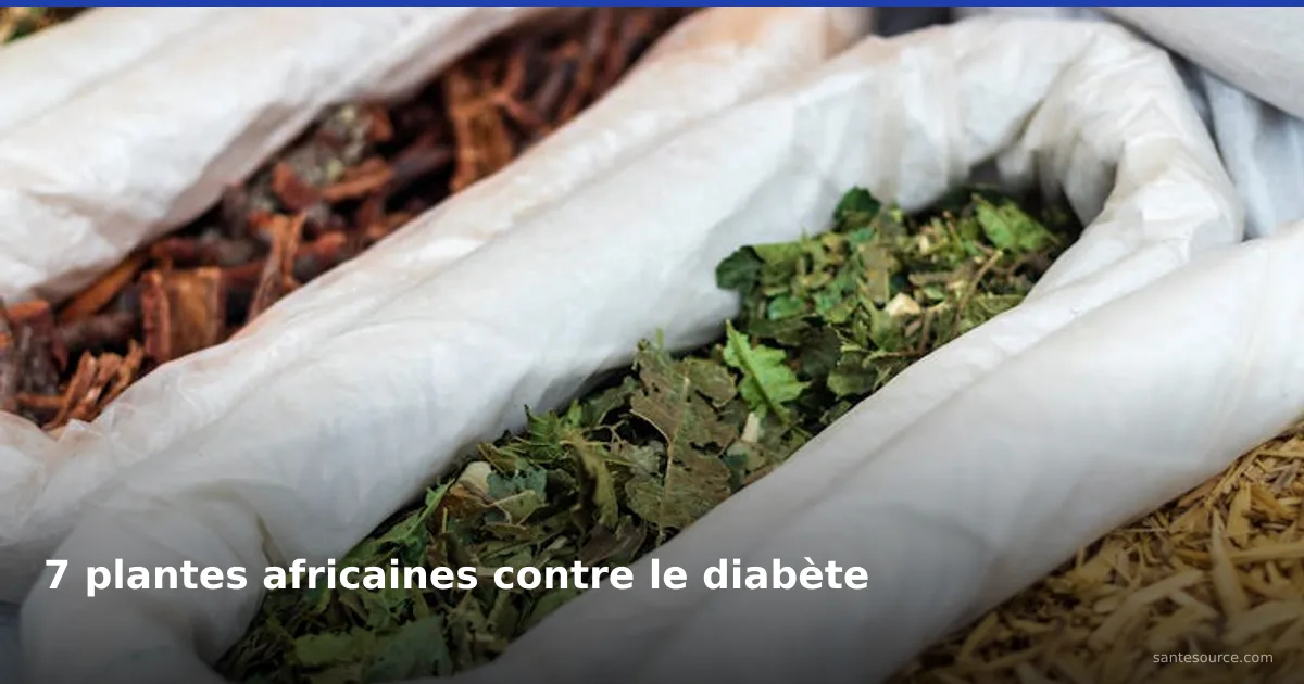 Plantes médicinales africaines séchées en sachets au marché pour traiter le diabète naturellement