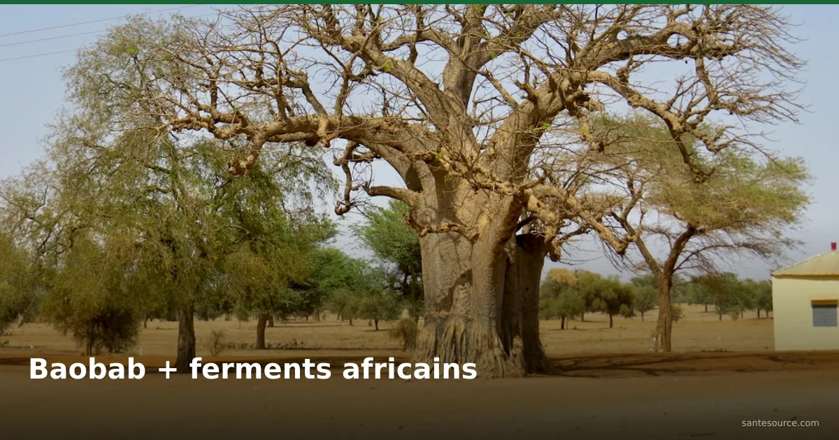Baobab géant du Sahel sénégalais en pleine saison sèche, source de poudre prébiotique pour le microbiote intestinal africain