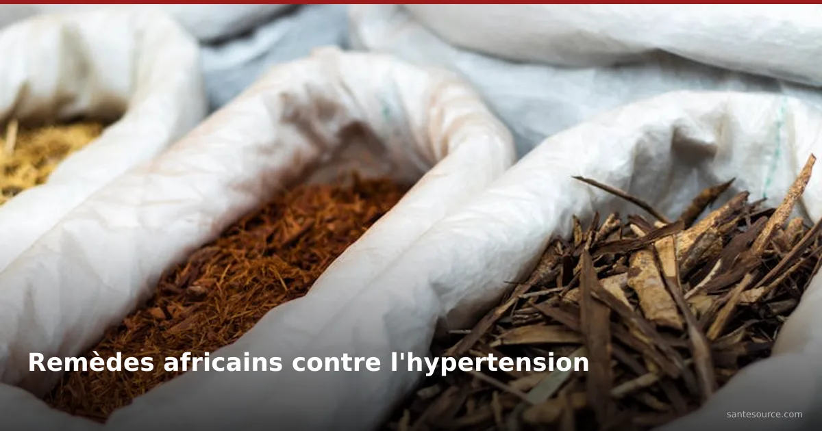 Écorces et plantes médicinales séchées au marché africain, remèdes traditionnels contre l'hypertension
