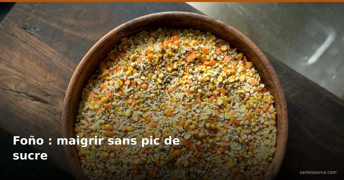 Bol en bois rempli de céréales complètes et de foño, illustrant une alimentation minceur à index glycémique bas au Sénégal