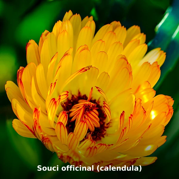 Photographie de Souci officinal (calendula) (Calendula officinalis), plante médicinale africaine de la phytothérapie traditionnelle