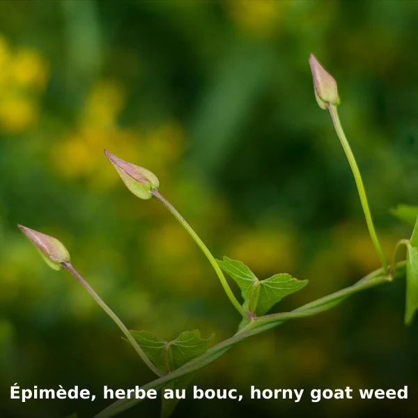 Photographie de Épimède, herbe au bouc, horny goat weed (Epimedium grandiflorum), plante médicinale africaine de la phytothérapie traditionnelle