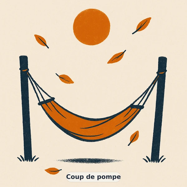 Illustration éditoriale du symptôme « Coup de pompe » : métaphore visuelle apaisante évoquant un déséquilibre de énergie et vitalité
