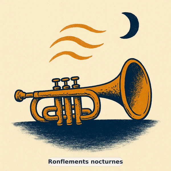Illustration éditoriale du symptôme « Ronflements nocturnes » : métaphore visuelle apaisante évoquant un déséquilibre de énergie et vitalité