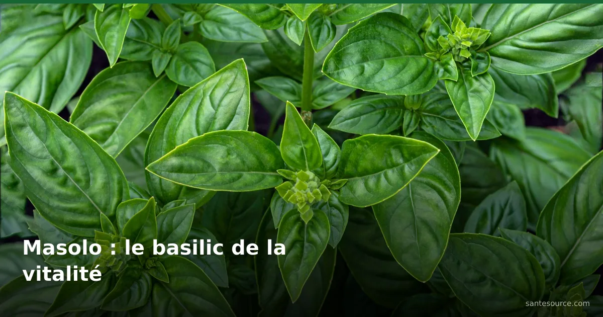 Feuilles fraîches de basilic africain (masolo), plante de la vitalité masculine en RDC
