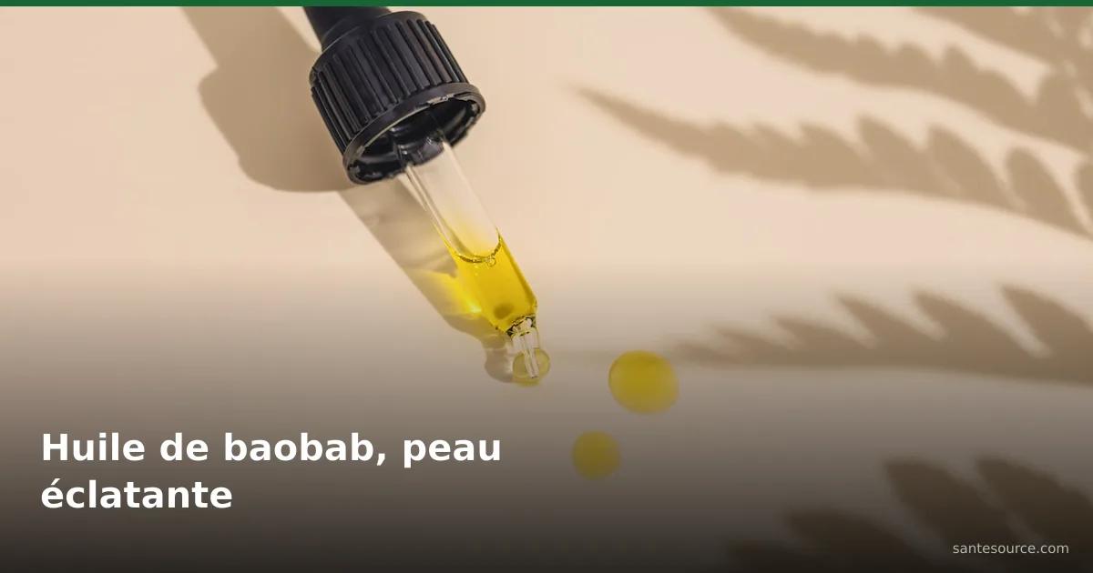 Pipette d'huile de baobab dorée et gouttes pour un soin éclat du visage