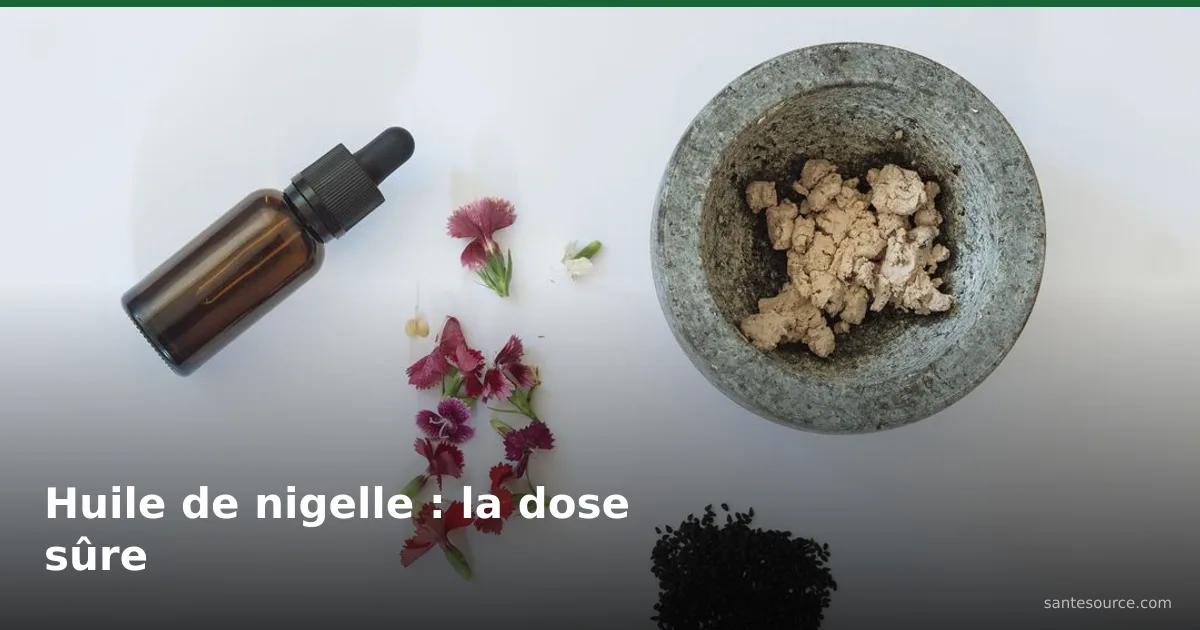 Flacon d'huile de nigelle et graines de habba sawda, remède naturel pour la peau au Maroc