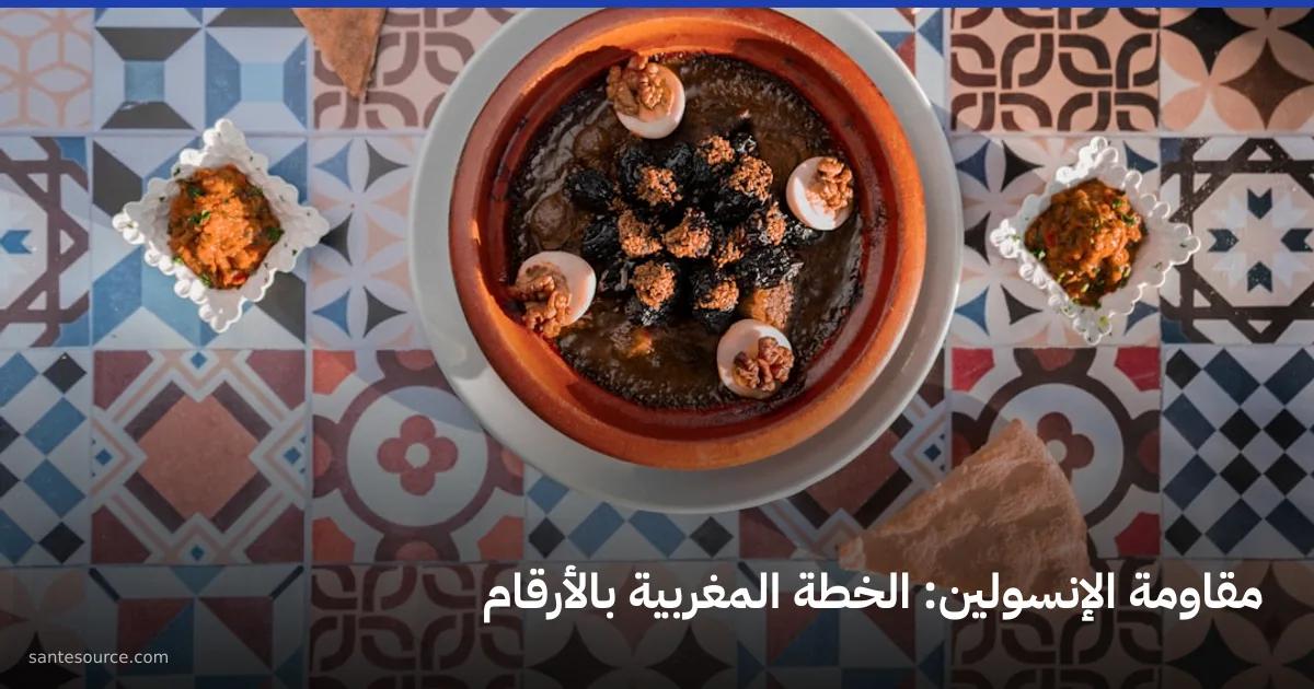 طاجين مغربي تقليدي على زليج ملون مع قطع خبز، لتوضيح إعادة ترتيب الطبق المغربي في مقاومة الإنسولين