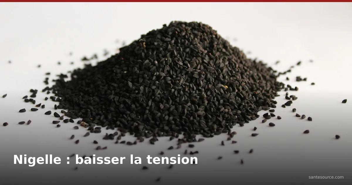 Graines de nigelle (habba sawda) en tas, remède naturel étudié pour faire baisser la tension artérielle