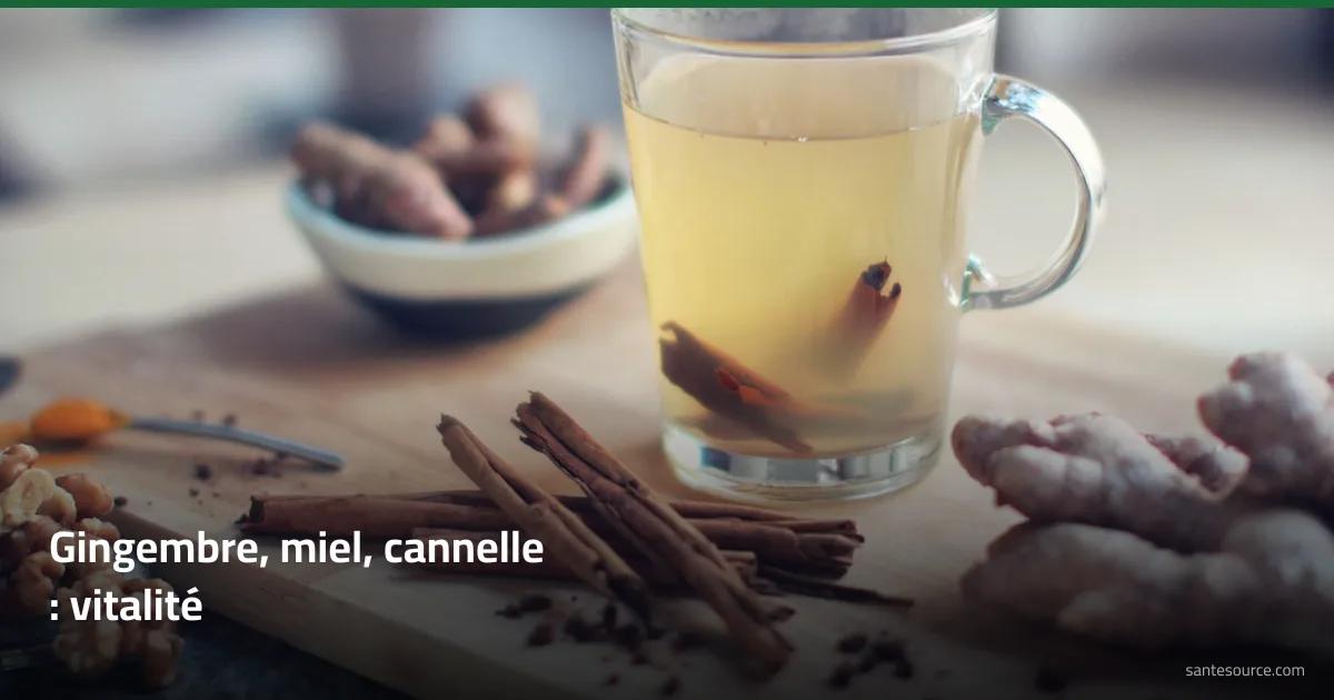 Boisson chaude au gingembre, miel et cannelle avec racine de gingembre et bâtons de cannelle, recette naturelle pour la vitalité masculine