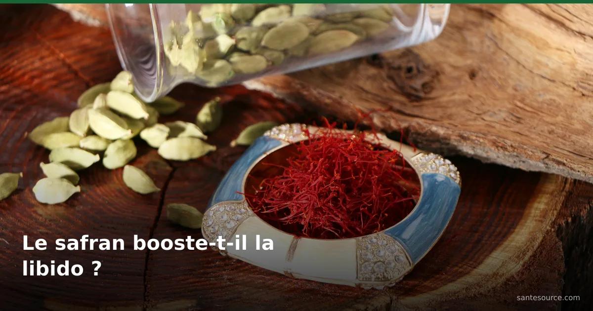 Filaments de safran de Taliouine dans une coupelle, plante de vitalité et de libido masculine au Maroc
