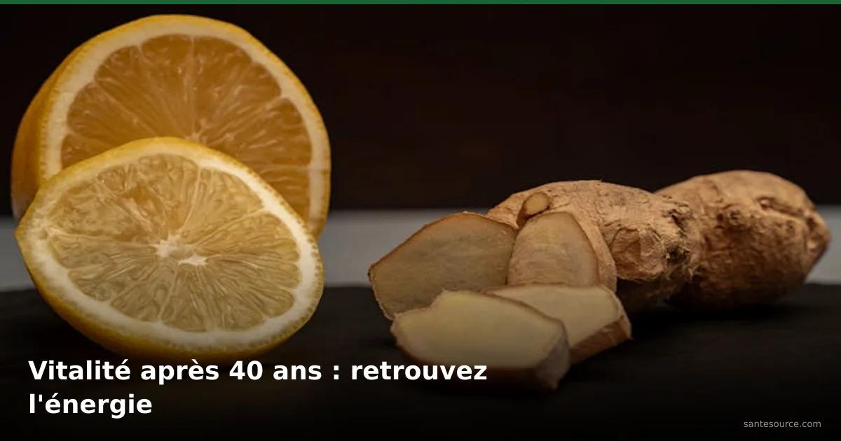 Citron coupé et racine de gingembre frais sur fond sombre, naturels pour retrouver la vitalité après 40 ans
